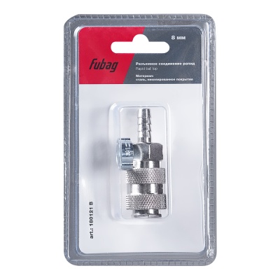 Разъемное соединение рапид (муфта), елочка 8мм с обжимным кольцом 11х13мм, блистер 1 шт